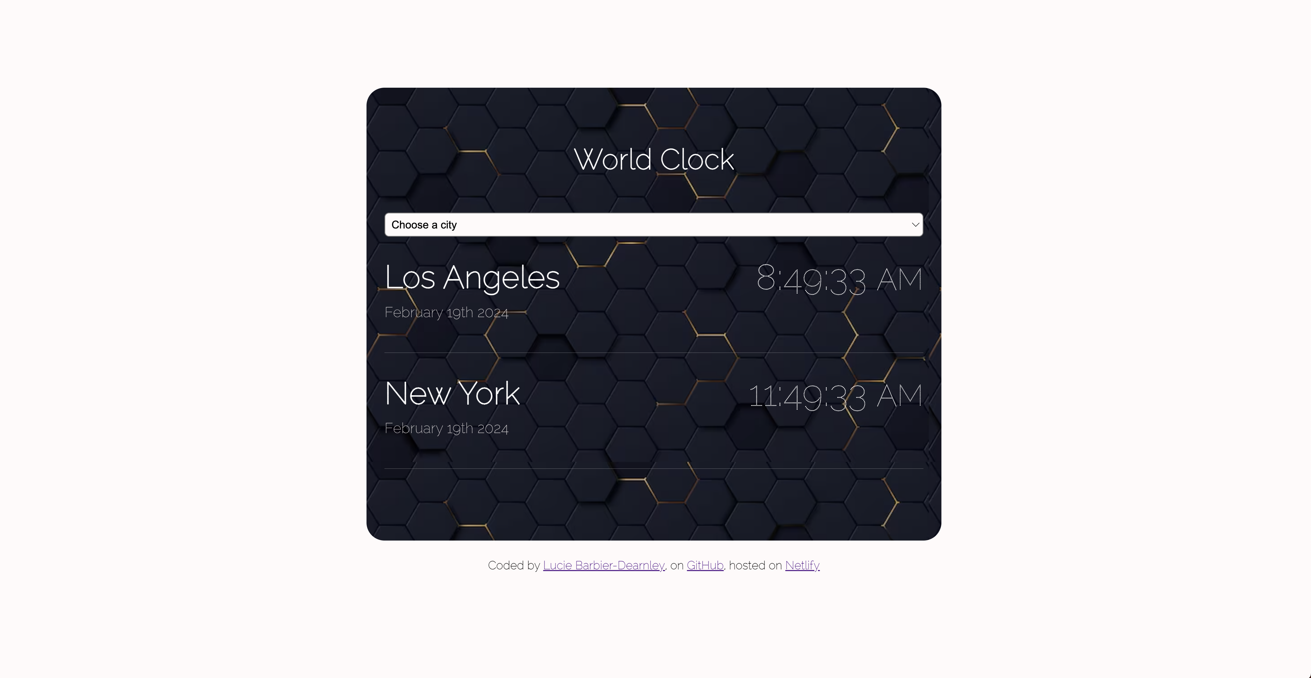 World Clock app landing page